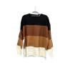 Sweter damski kolorowy czarno-brązowo-beżowy XL
