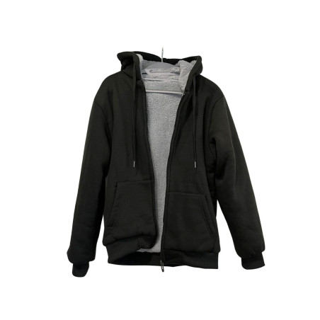Czarna bluza na zamek ocieplana hoodie kangurka M
