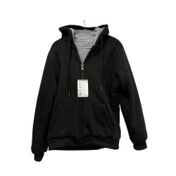 Czarna bluza na zamek ocieplana hoodie kangurka M