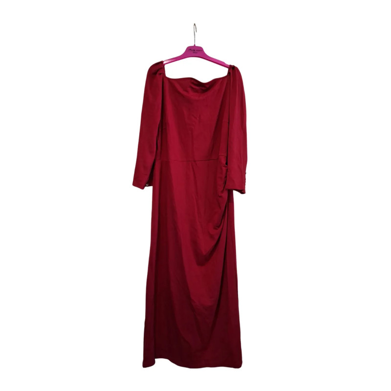 Czerwona sukienka midi elegancka drapowana XL