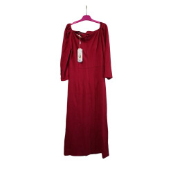 Czerwona sukienka midi elegancka drapowana XL