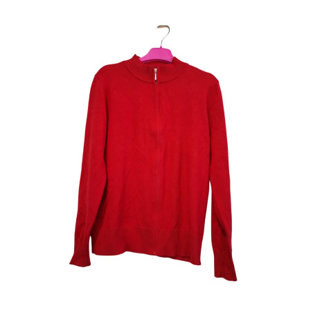 Czerwony sweter AOTTORI elegancki, zapinany na zamek  S