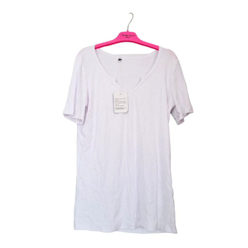 T-shirt damski biały prążkowany XL