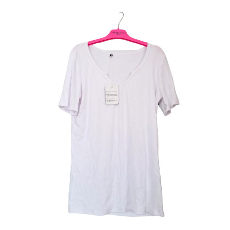 T-shirt damski biały prążkowany XL