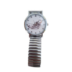 Zegarek analogowy JEWELRYWE srebrny elastyczna bransoleta