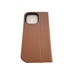 Etui SHIELDON iPhone 15 Pro Max z klapką brązowe portfel