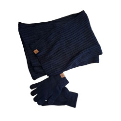 Komplet zimowy czarny szalik + rękawiczki unisex