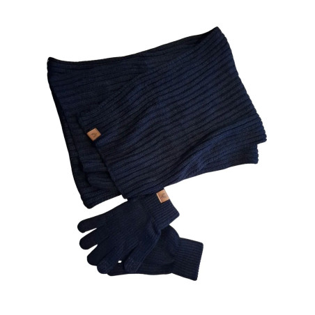 Komplet zimowy czarny szalik + rękawiczki unisex