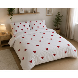 Komplet pościeli Tospass 135x200 serca, 1 poszewka 80x80 mikrofibra