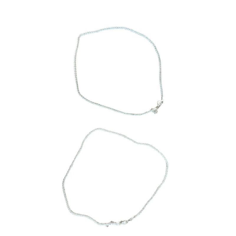 Komplet 2 srebrnych naszyjników minimalistycznych 44 cm i 49 cm