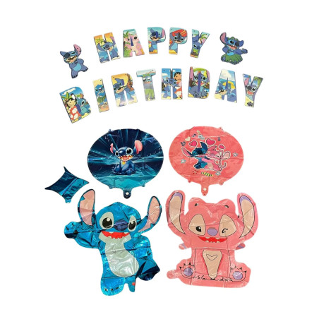 Zestaw dekoracji urodzinowych Stitch Happy Birthday