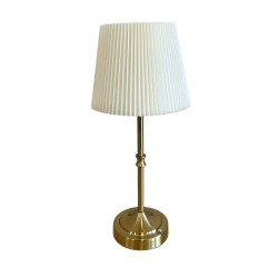 Bezprzewodowa lampka stołowa LED złota 39 cm z plisowanym kloszem