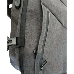 Plecak podróżny do samolotu na laptopa z USB szary 53x42x15 cm