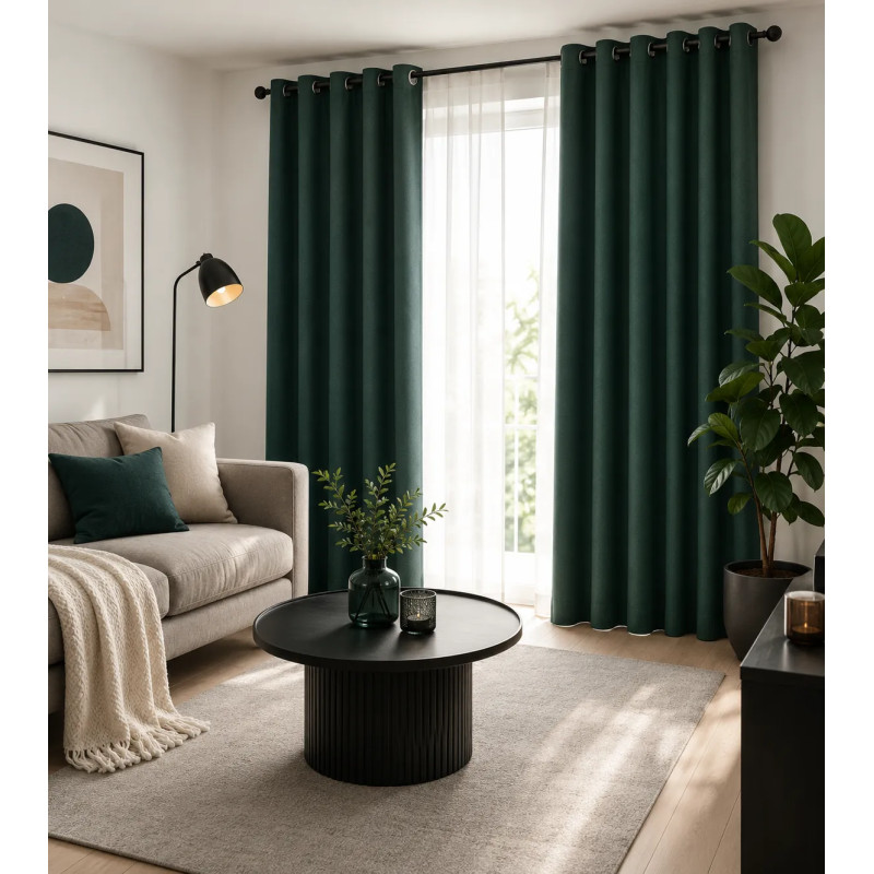 Zasłona aksamitna MIULEE ciemnozielona 140x280 cm | Elegancka zasłona
