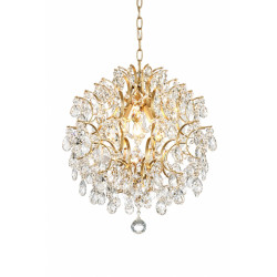 Żyrandol złoty kryształowy krople deszczu lampa wisząca glamour