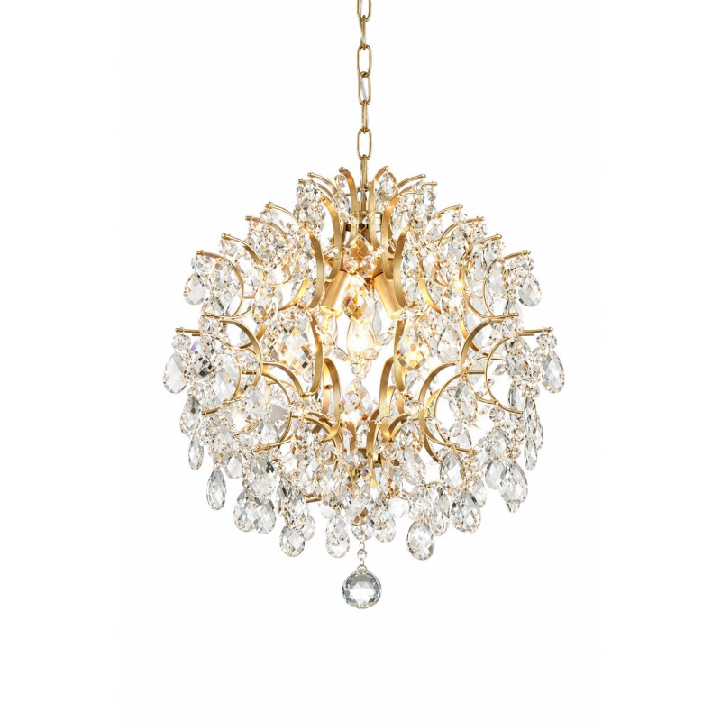Żyrandol złoty kryształowy krople deszczu lampa wisząca glamour