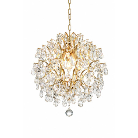 Żyrandol złoty kryształowy krople deszczu lampa wisząca glamour