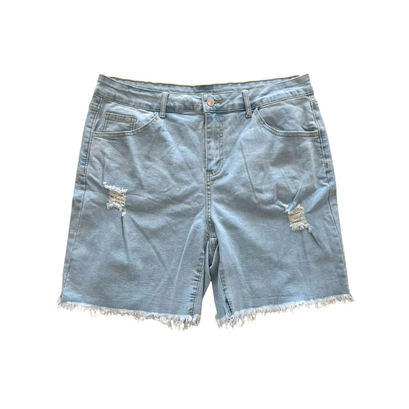 Spodenki jeansowe damskie jasnoniebieskie z przetarciami 2XL