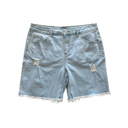 Spodenki jeansowe damskie jasnoniebieskie z przetarciami 2XL