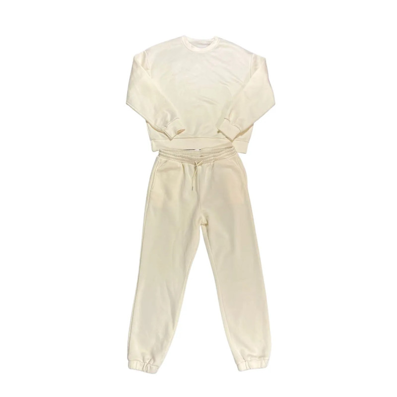 Damski komplet dresowy kremowy XL – bluza + spodnie jogger
