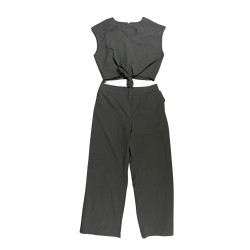 Komplet damski czarny – top wiązany + spodnie M/L