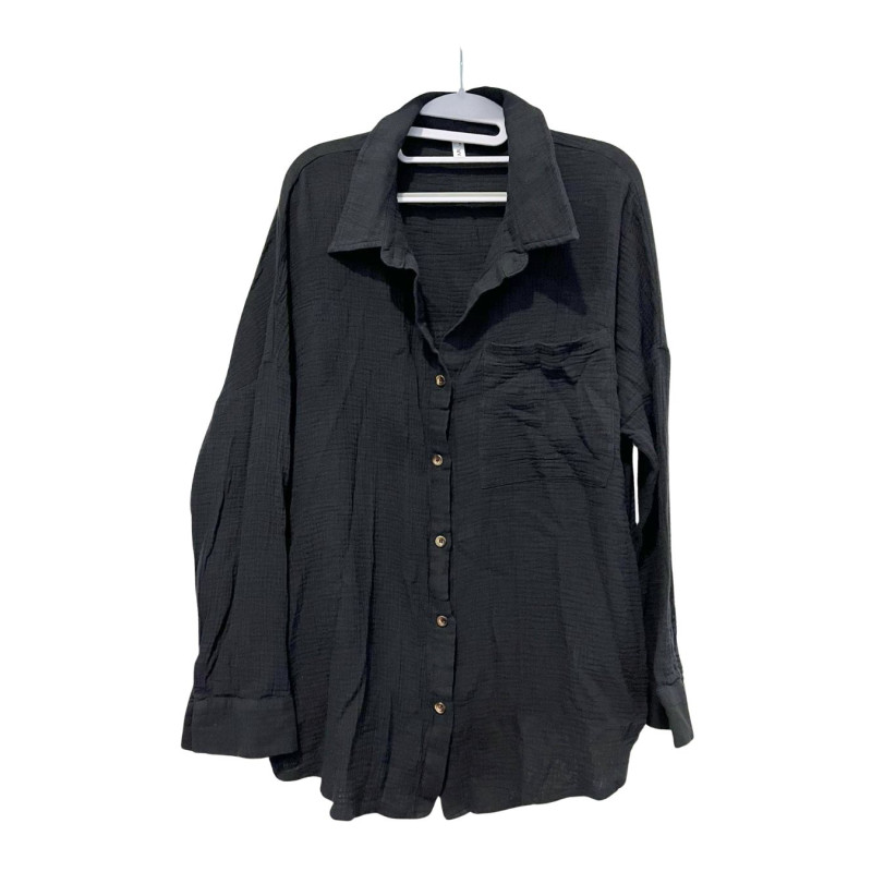 Czarna Koszula Muślinowa Oversize 100% Bawełna XXL