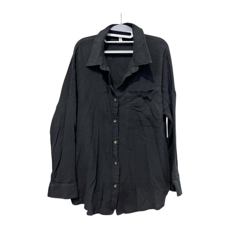 Czarna Koszula Muślinowa Oversize 100% Bawełna XXL