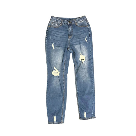 Jeansy Damskie Skinny Przetarcia Niebieski M