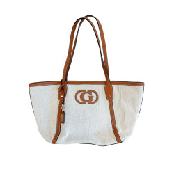 Guess Sebina duża torebka shopper beżowo-brązowa A4