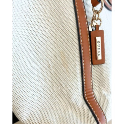 Guess Sebina duża torebka shopper beżowo-brązowa A4