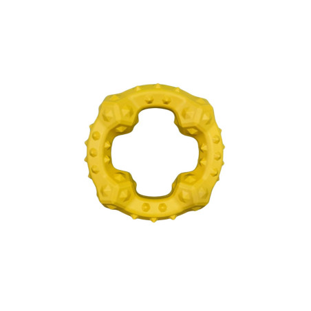 Gryzak dla psa gumowy smak wołowiny żółta zabawka