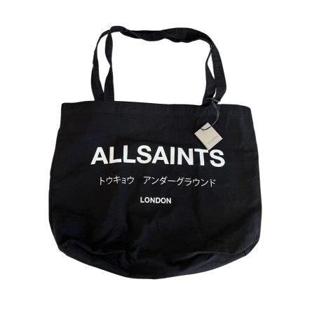AllSaints Underground czarna torba shopper bawełniana