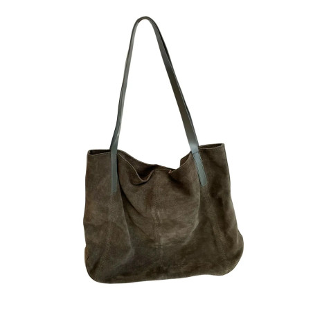 Anna Field skórzana torba shopper zamszowa khaki duża