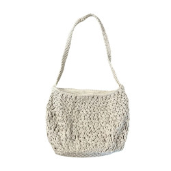 PULL&BEAR Torebka damska pleciona beżowa shopper boho 33x23 cm