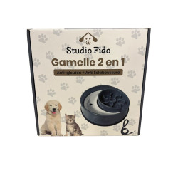 Miska dla psa kota 2w1 slow feeder 500 ml antypoślizgowa + smycz