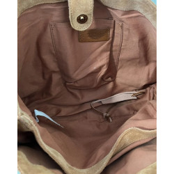 Zign Torebka Skórzana Zamszowa Shopper Camel Brązowa