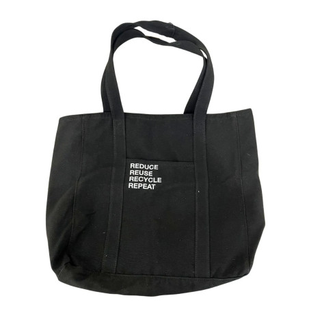 Zign Czarna Torba Shopper Bawełniana A4 Reduce Reuse Recycle