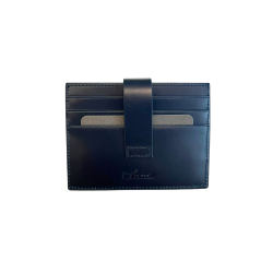 DOMAT Etui na Karty Skórzane z Paskiem RFID Granatowe 11 × 9 cm