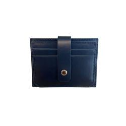 DOMAT Etui na Karty Skórzane z Paskiem RFID Granatowe 11 × 9 cm