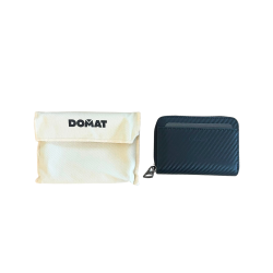 DOMAT Skórzany Portfel na Karty RFID z Zamkiem Czarny Carbon