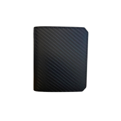 DOMAT Skórzany Portfel Męski RFID Czarny Carbon 9 × 10 cm