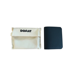 DOMAT Skórzany Portfel Męski RFID Czarny Carbon 9 × 10 cm