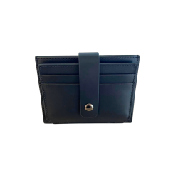 DOMAT Skórzany Etui Portfel na Karty RFID Czarny 11 × 8,5 cm