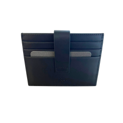 DOMAT Skórzany Etui Portfel na Karty RFID Czarny 11 × 8,5 cm