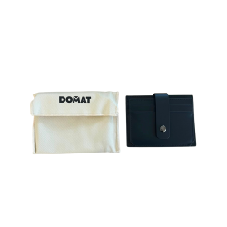DOMAT Skórzany Etui Portfel na Karty RFID Czarny 11 × 8,5 cm