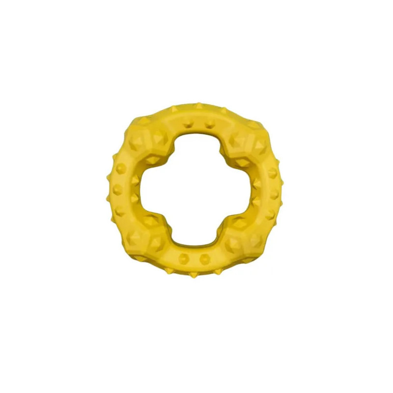 Gryzak dla psa gumowy smak wołowiny żółta zabawka