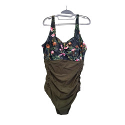 Strój kąpielowy damski modelujący XXXL zielony w kwiaty