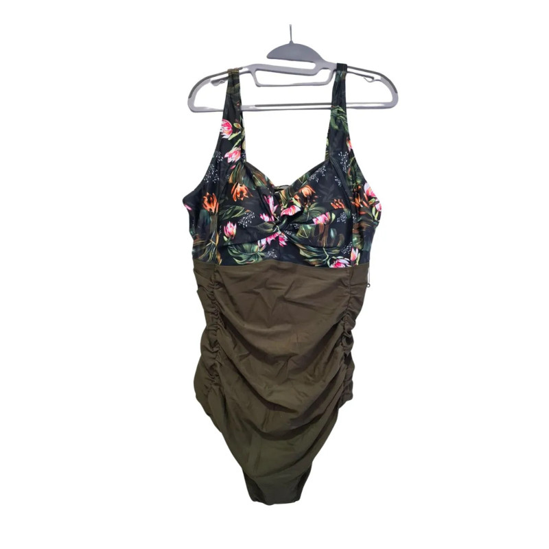 Strój kąpielowy damski modelujący XXXL zielony w kwiaty