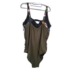 Strój kąpielowy damski modelujący XXXL zielony w kwiaty