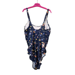 Strój kąpielowy jednoczęściowy XL granatowy kwiatowy modelujący